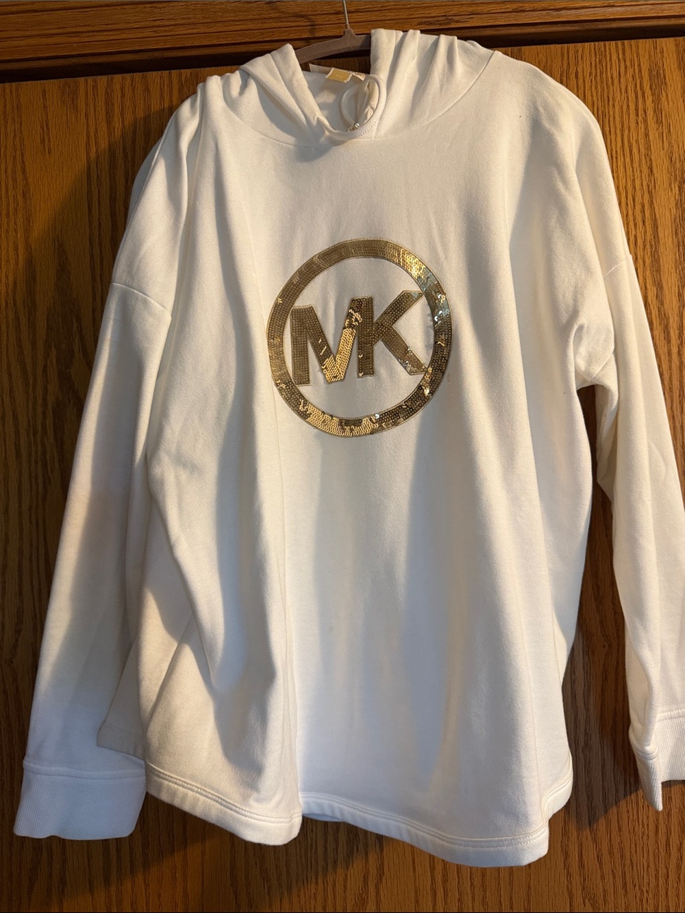 Michael Kors White Hoodie with Gold MK Logo